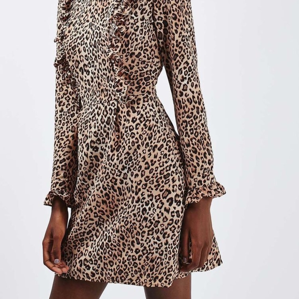 new! Leopard print mini dress (petite) topshop
